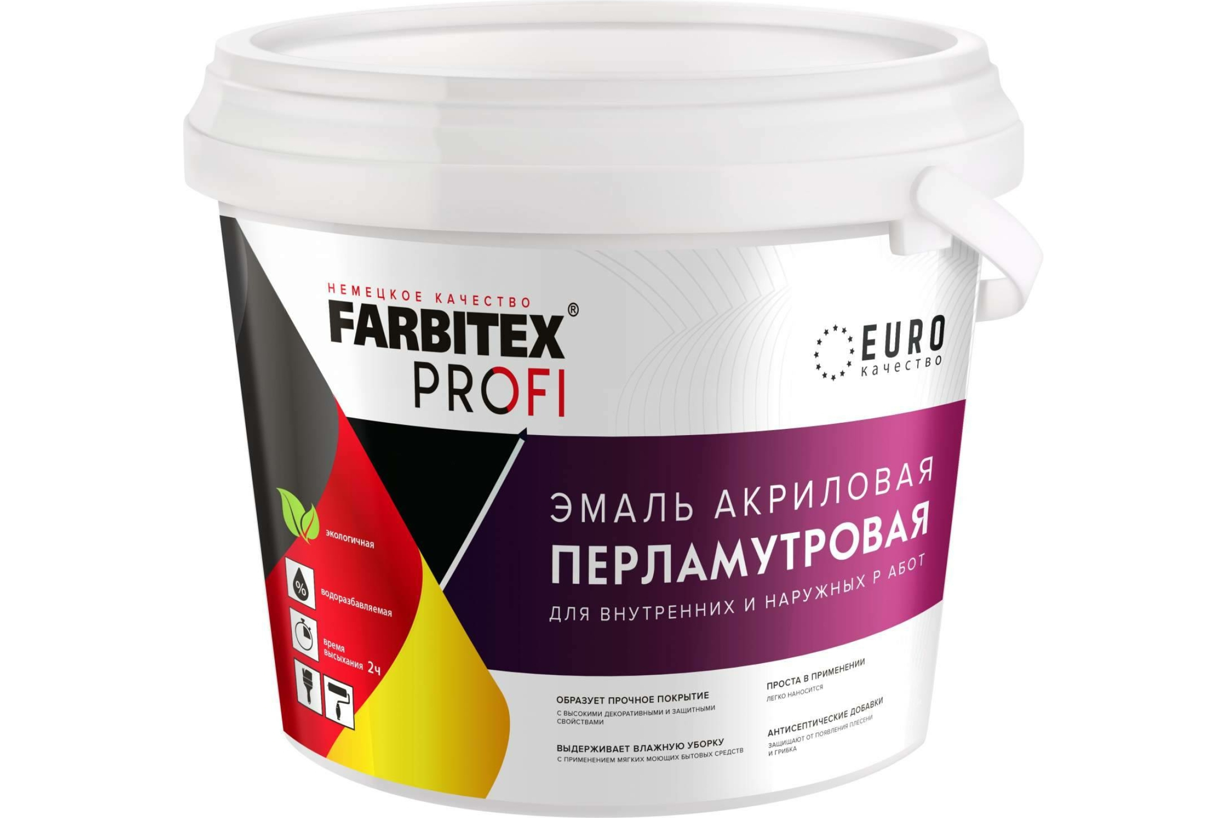 фото Эмаль акриловая перламутровая износостойкая универсальная farbitex profi 0,9л золото