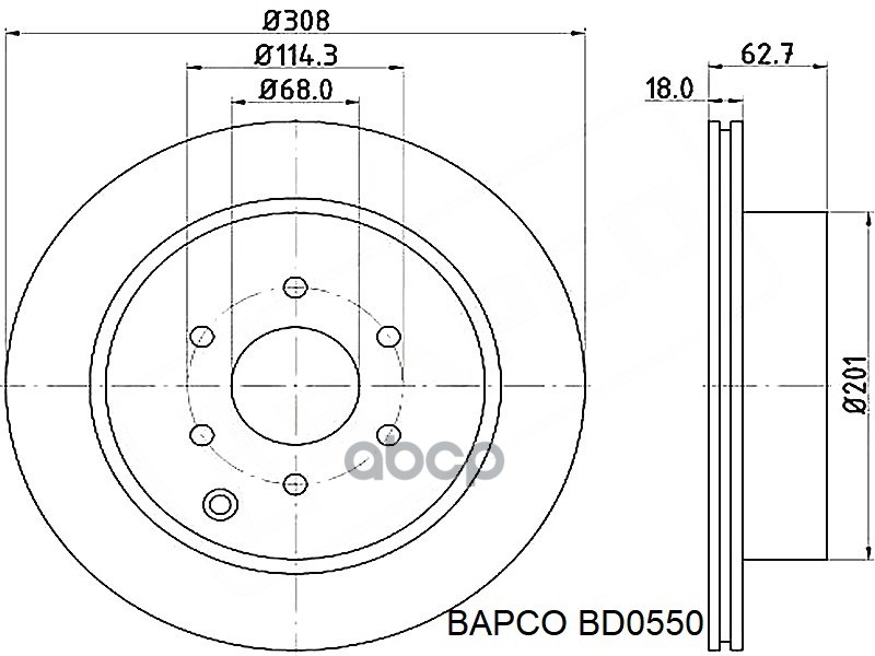 

BAPCO Диск тормозной задний,вент, BD0550