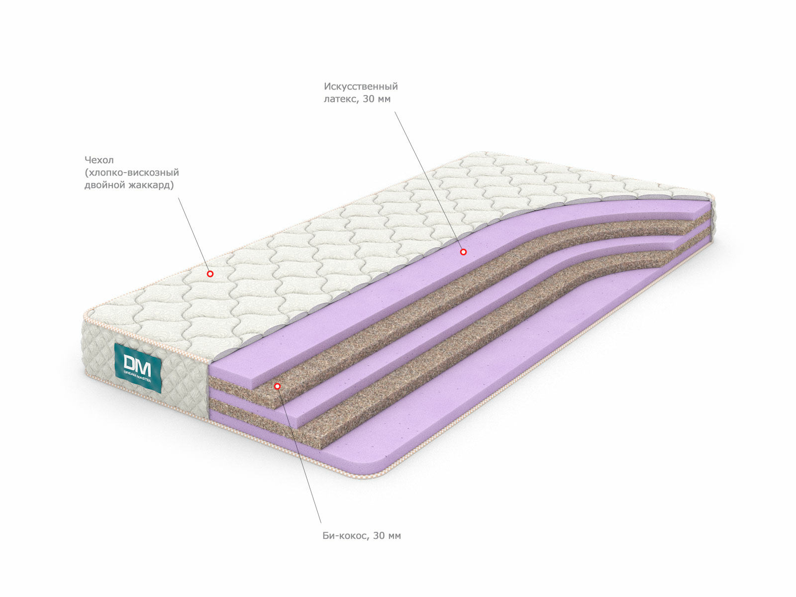 

Матрас Dream Master Эко 3 19 150х195, Белый, Эко 3 19