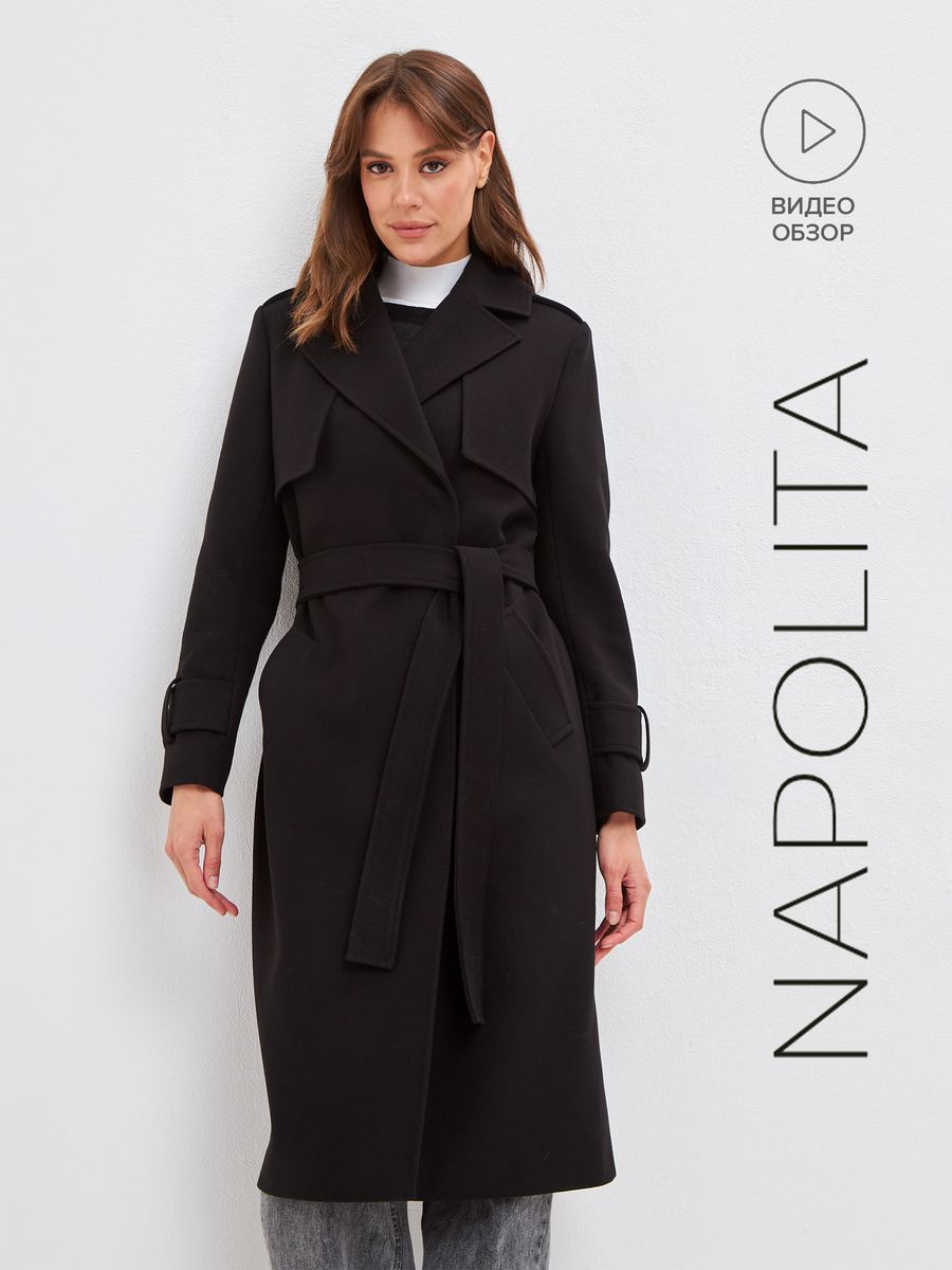 Пальто женское NAPOLITA 8265 черное 46 RU