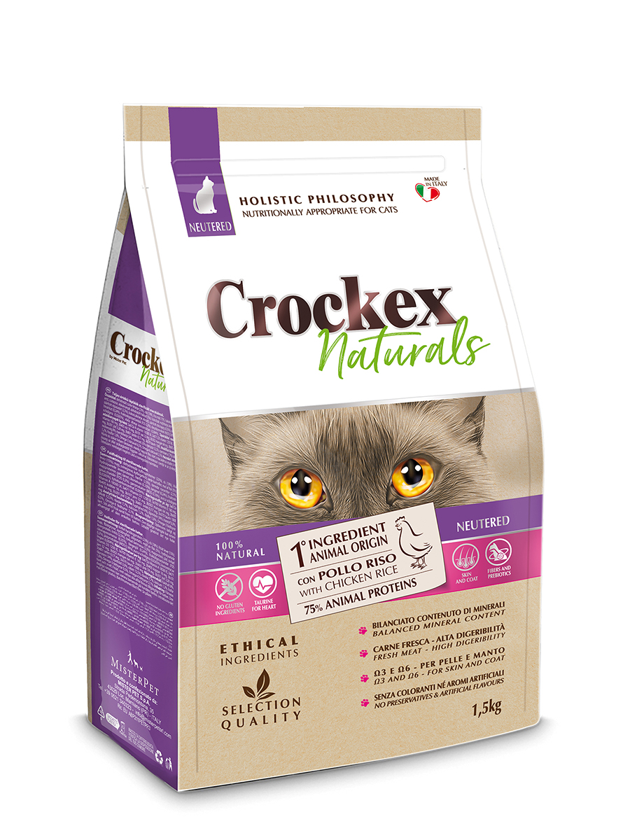 Сухой корм для кошек Crockex Wellness Naturals, курица, рис, 1,5кг