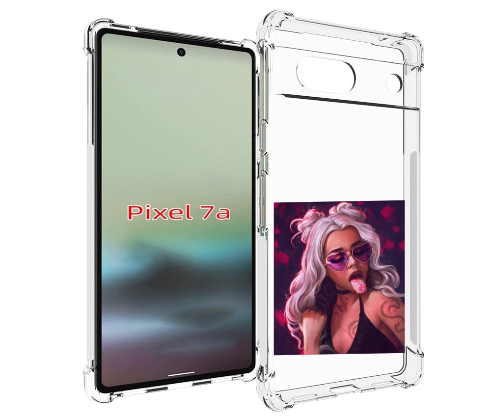

Чехол MyPads блестящий-язык женский для Google Pixel 7A, Tocco