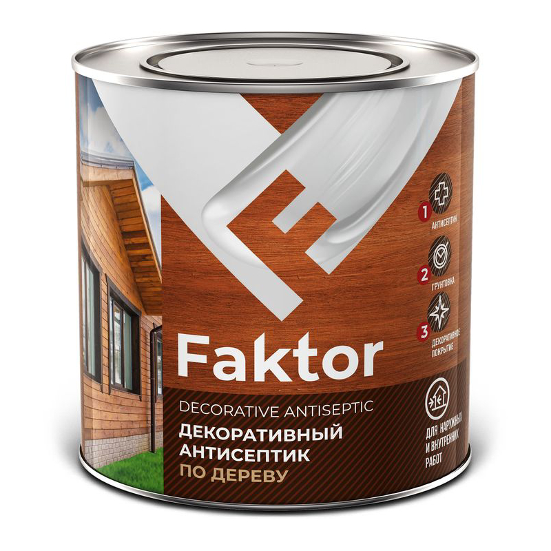 Антисептик Faktor декоративный 3 в 1 для защиты и тонирования древесины светлый дуб 21 кг 1044₽