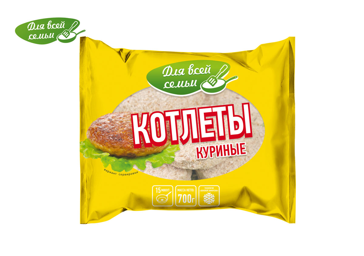 

Котлеты куриные Для всей семьи замороженные 700 г