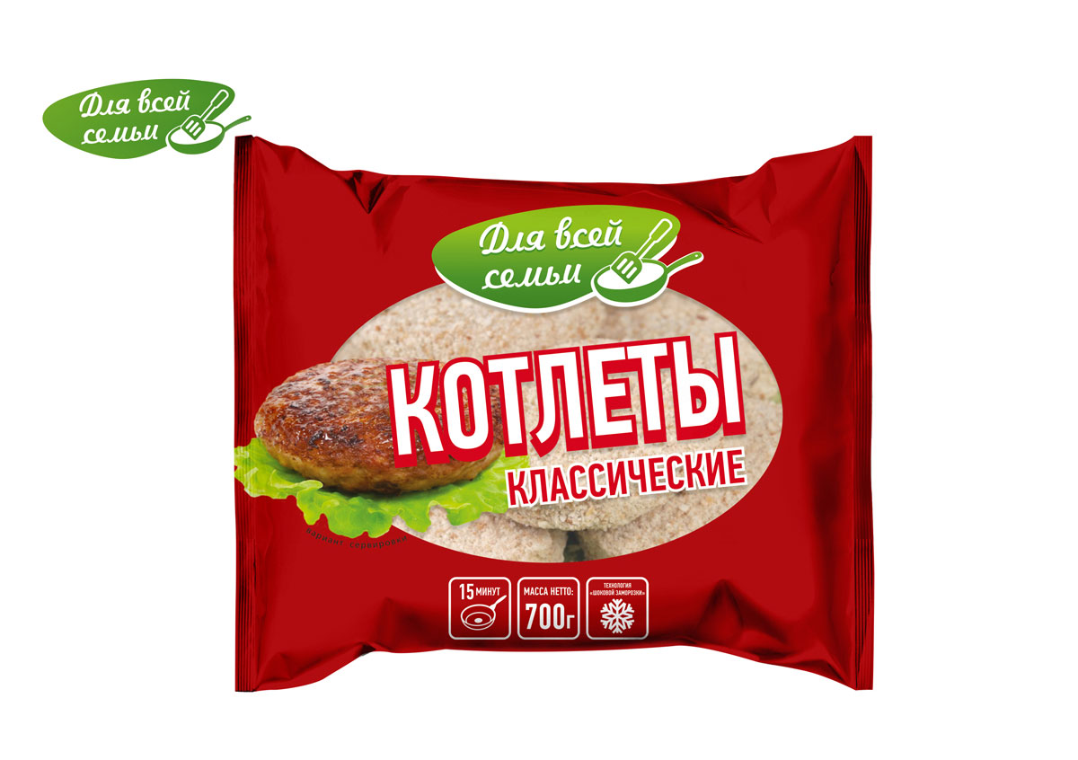 

Котлеты Для всей семьи Классические замороженные 700 г