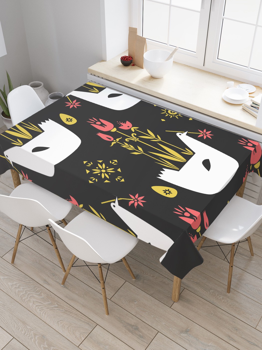 

Скатерть прямоугольная JoyArty "Цветы в красивых горшках" из оксфорда, 120x145 см, Черный, Цветы в красивых горшках