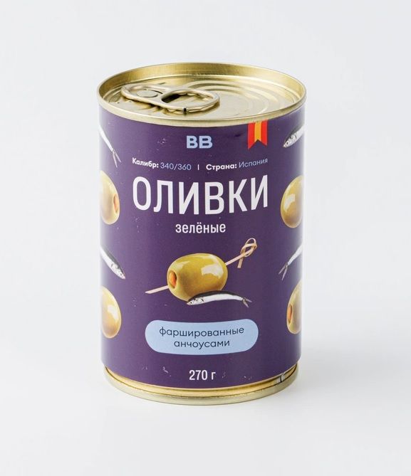 

Оливки ВкусВилл зеленые с анчоусом 270 г