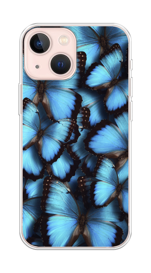 

Чехол на Apple iPhone 13 mini "Тропическая бабочка 2", Голубой;черный, 14150-1