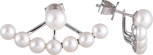 

Серьги джекеты из серебра Джей Ви PS150710E-1, жемчуг культивированный, PS150710E-1