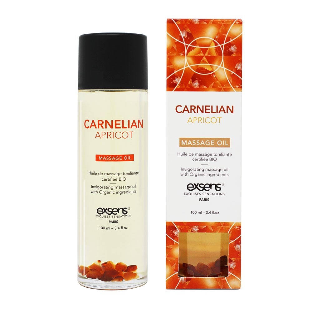 фото Массажное масло exsens massage oil carnelian apricot с кусочками сердолика, 100 мл