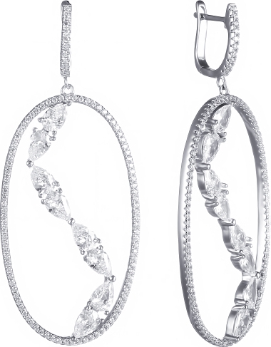 

Серьги женские из серебра Джей Ви SE27429-BW, фианит, SE27429-BW