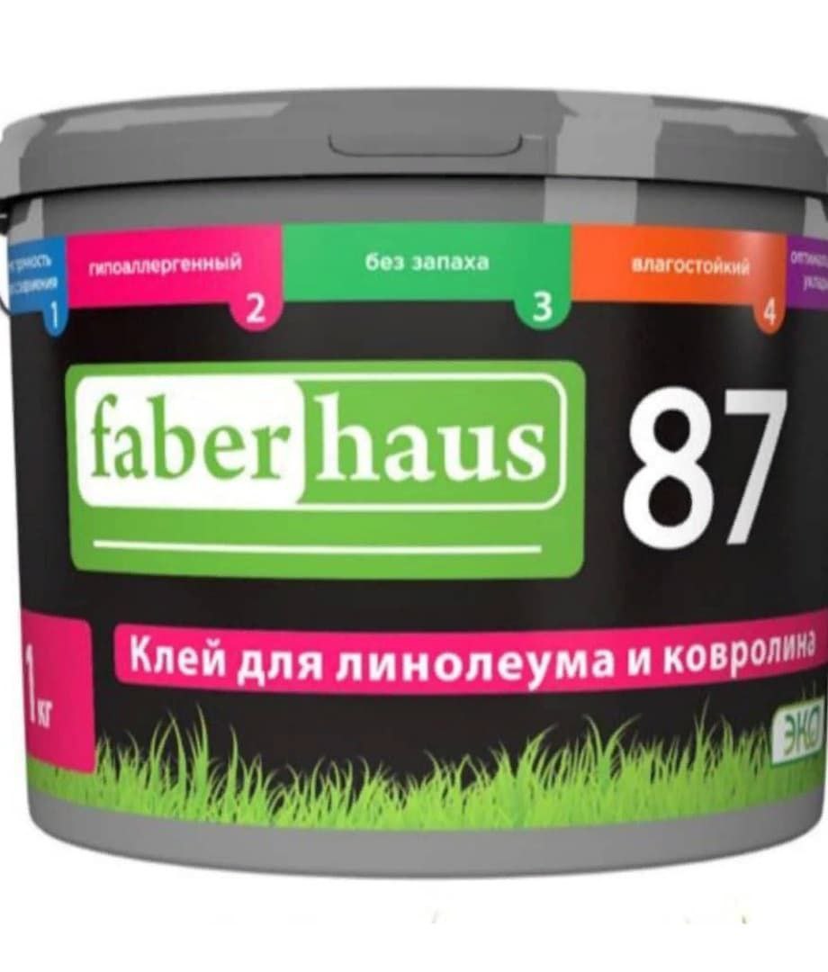 Клей для линолеума и ковролина Faber haus 87, 1 кг клей для полукоммерческого пвх линолеума homa homakoll 248 14 кг