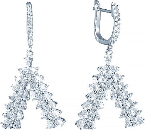

Серьги женские из серебра Джей Ви SE26825-W1, фианит, SE26825-W1
