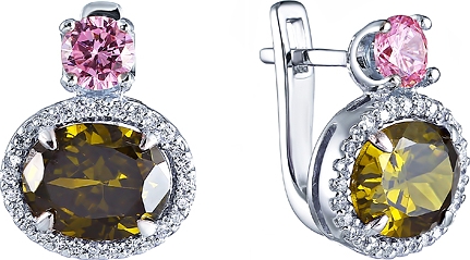 

Серьги женские из серебра Джей Ви SE2624-E, стекло/фианит, SE2624-E