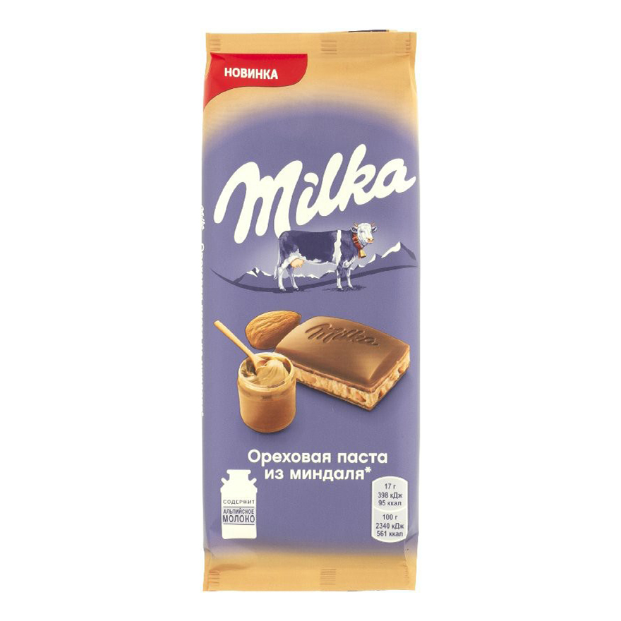 Шоколад Milka молочный Ореховая паста из миндаля 85 г