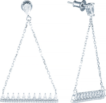 

Серьги женские из серебра Джей Ви E26800-W, фианит, E26800-W