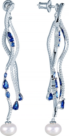 

Серьги женские из серебра Джей Ви E26762-R, жемчуг/фианит, E26762-R