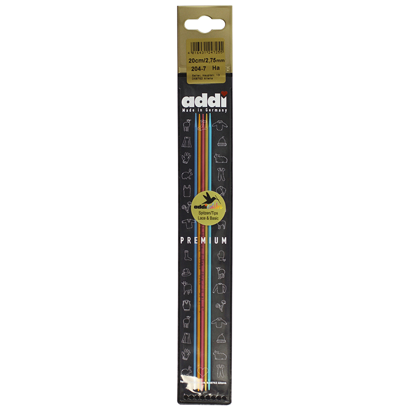 

Спицы для вязания Addi чулочные сверхлегкие addiColibri, 2.75мм 20см 5 шт., 204-7/2.75-20, Разноцветный, addiColibri