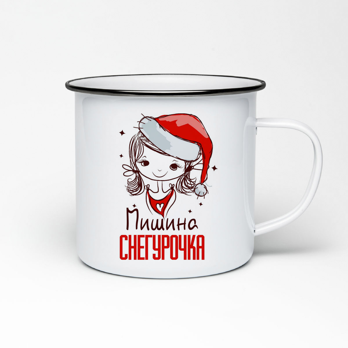 

Кружка металлическая CoolPodarok Мишина Снегурочка Девочка в колпаке