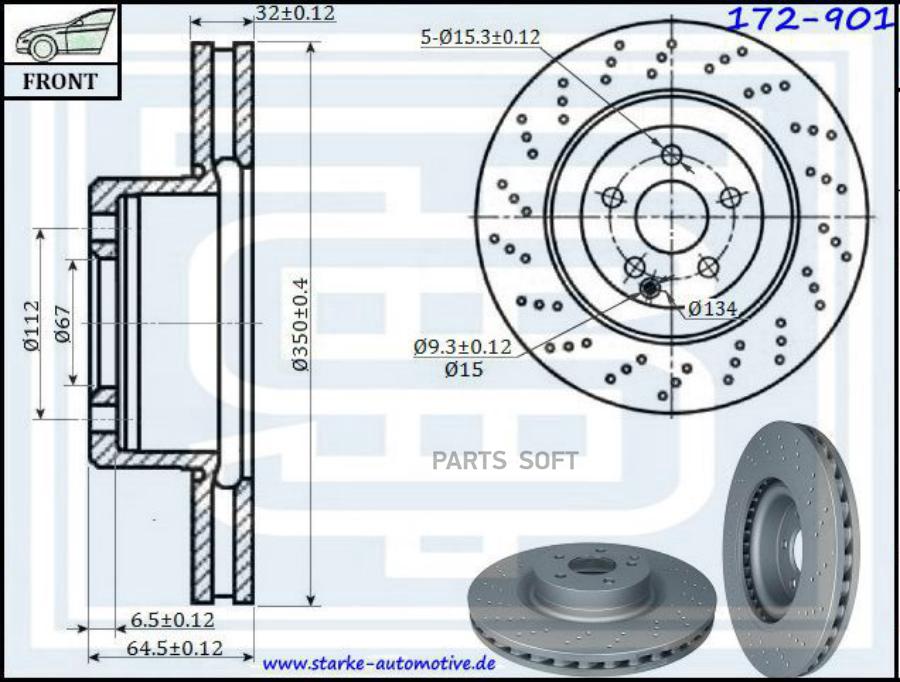 STARKE Диск пер.MERCEDES W211, C216 05=