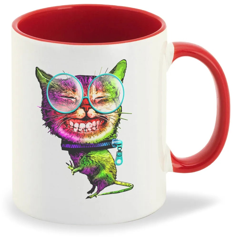 

Кружка CoolPodarok Кот щерится очки замок на шее