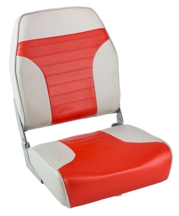 Кресло ECONOMY складное мягкое с высокой спинкой серый/красный