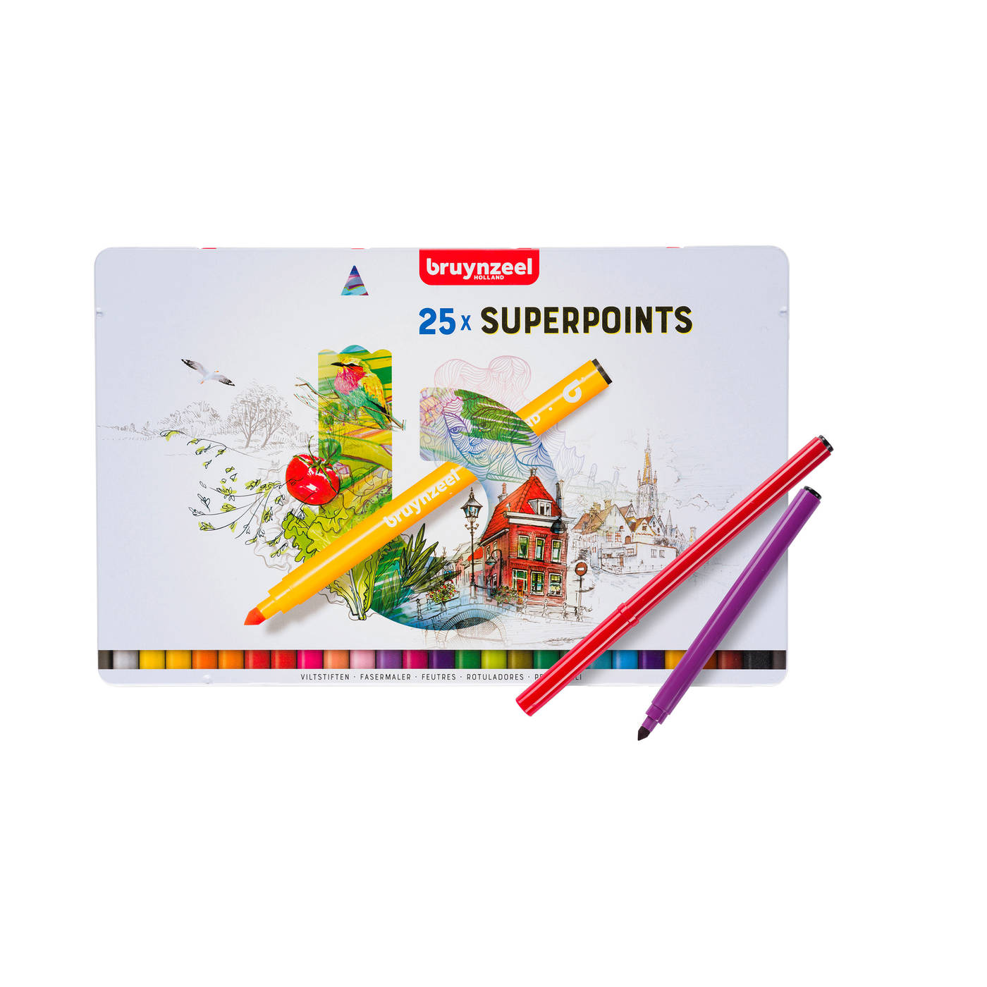 фото Набор фломастеров bruynzeel kids superpoint bs-60324025 25 цветов в металлической коробке