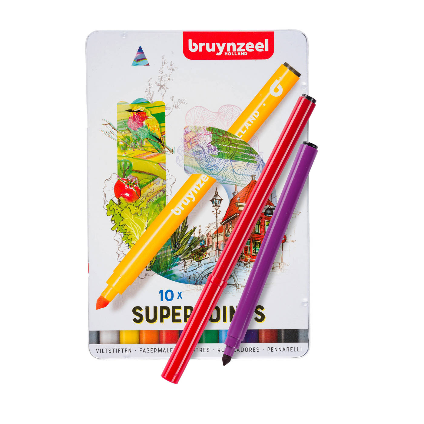 фото Набор фломастеров bruynzeel kids superpoint bs-60324010 10 цветов в металлической коробке