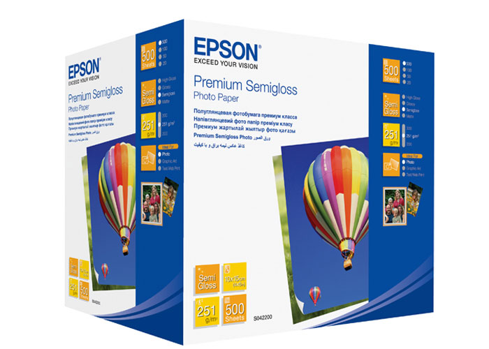 

Полуглянцевая фотобумага EPSON Premium Semigloss Photo Paper 10x15 500 л., 260 г/м2, Белый