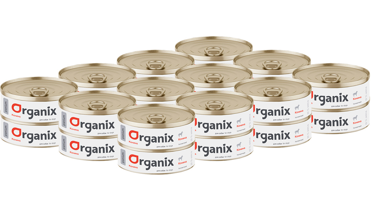 фото Влажный корм для собак organix premium, конина, 24шт, 100г