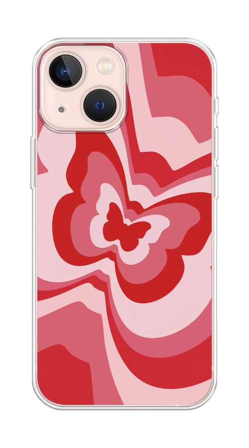

Чехол на Apple iPhone 13 mini "Бабочка в стиле хиппи", Красный;розовый, 14150-1