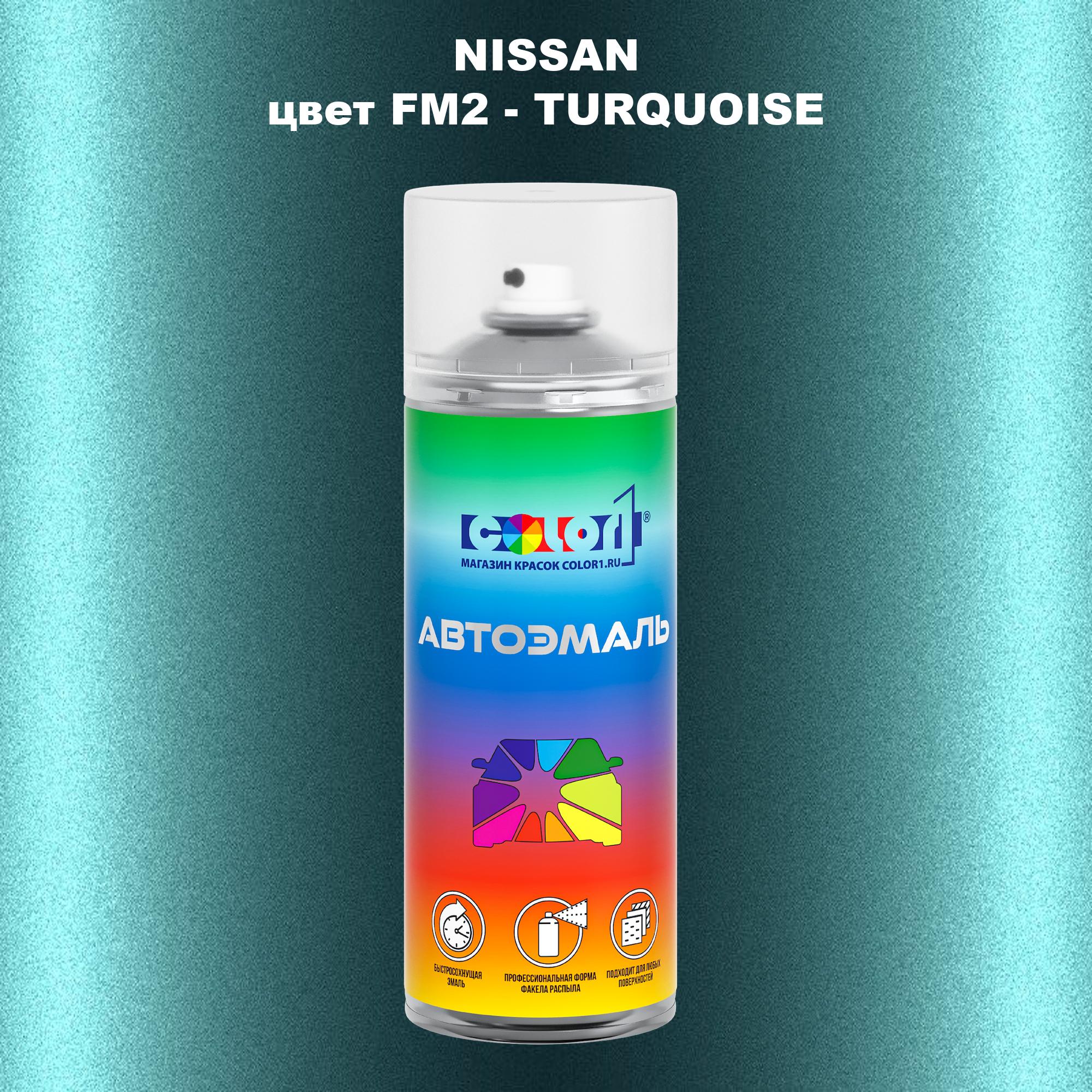 

Аэрозольная краска COLOR1 для NISSAN, цвет FM2 - TURQUOISE, Прозрачный