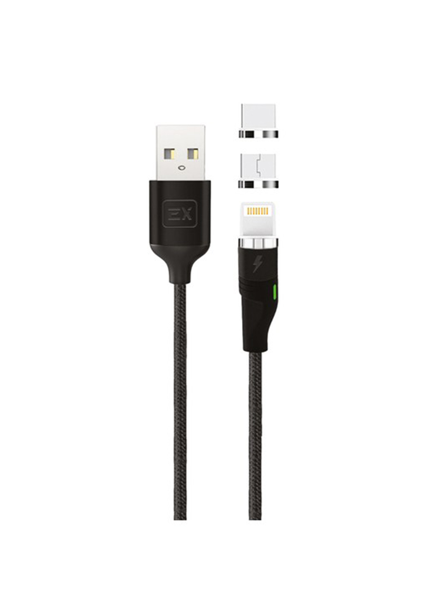 фото Кабель multi usb/lightning apple iphone/micro/type-c exployd magnetic sonder black 1m