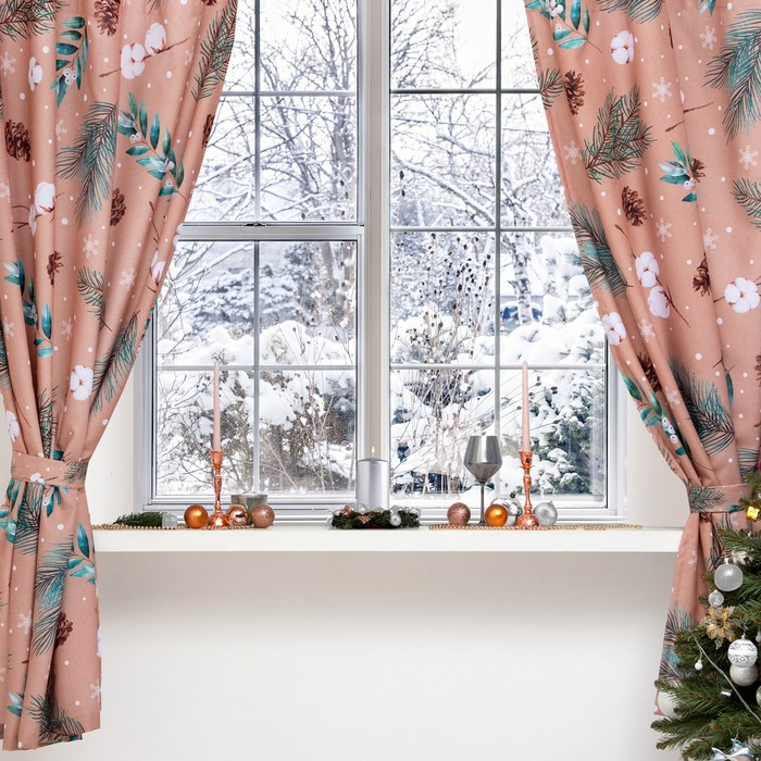 

Комплект штор д/кухни с подхватами Этель Fir branches, 145х180 см - 2 шт, габардин