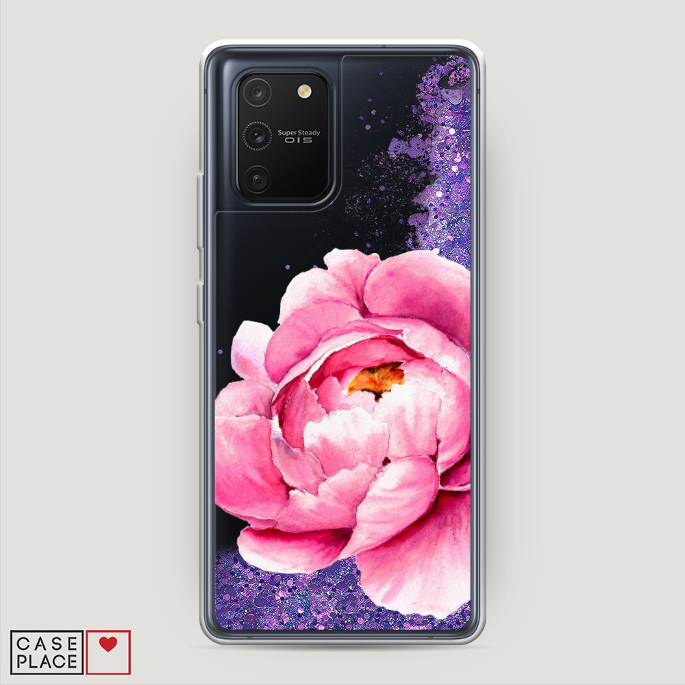 фото Жидкий чехол с блестками "прекрасный пион" на samsung galaxy s10 lite awog