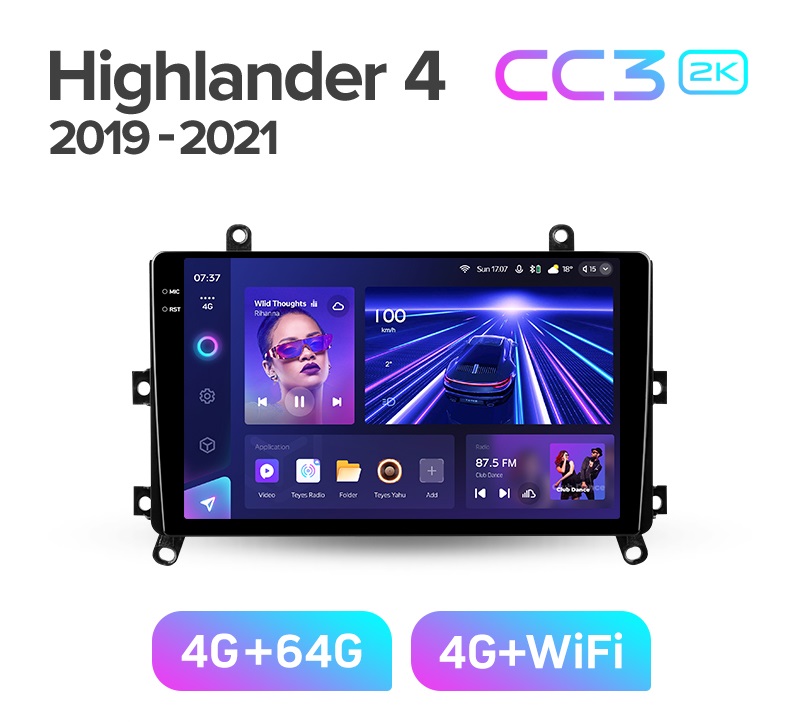 Магнитола TEYES TOYOTA HIGHLANDER 2018 г CC3 2K 464ГБ 3889000₽