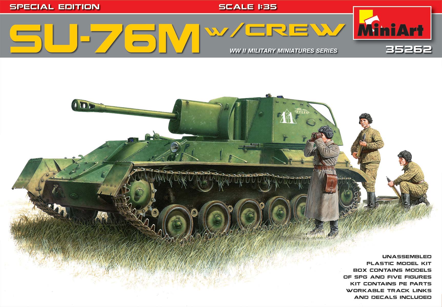 

Сборная модель MiniArt 1/35 Советская самоходная установка СУ-76М с экипажем 35262