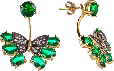 

Серьги женские из серебра Джей Ви SE2604-E, стекло/фианит, SE2604-E