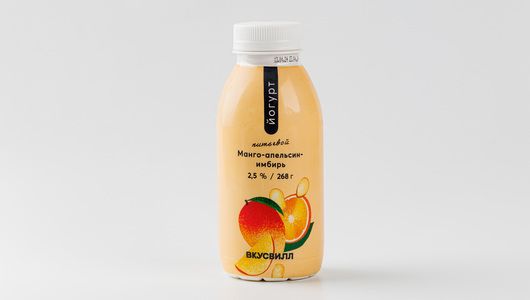 

Йогурт питьевой ВкусВилл манго-апельсин-имбирь 2,5% 260 мл