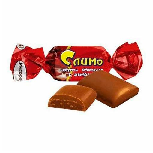 

Конфеты глазированные Акконд Слимо с карамельной начинкой и миндалем