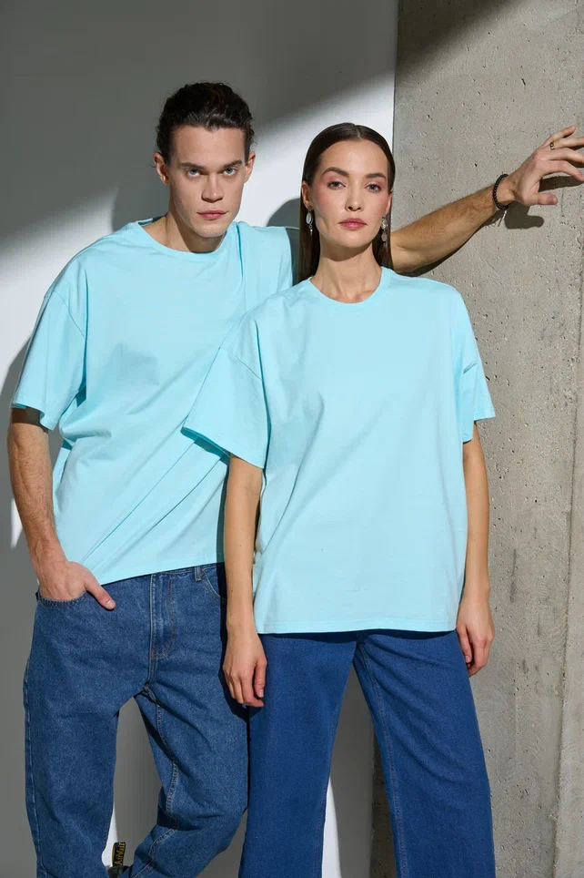 Футболка унисекс Uzcotton Оверсайз голубая 3XL 542₽