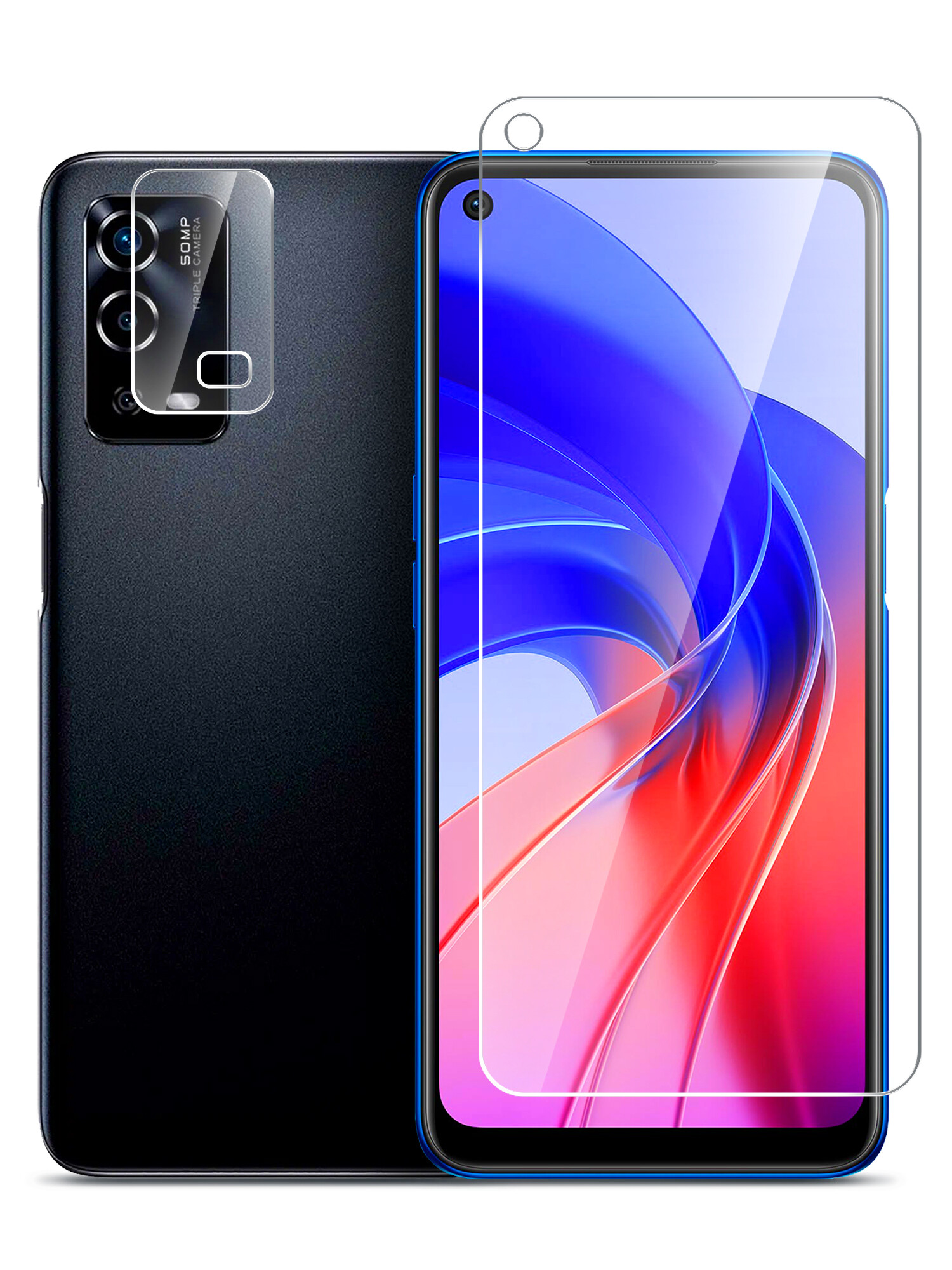 

Гибридное защитное стекло Brozo на экран и камеру OPPO A55, Brozo, OPPO A55