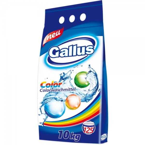 

Стиральный порошок Gallus color для стирки цветных тканей, 125 стирок, 10 кг