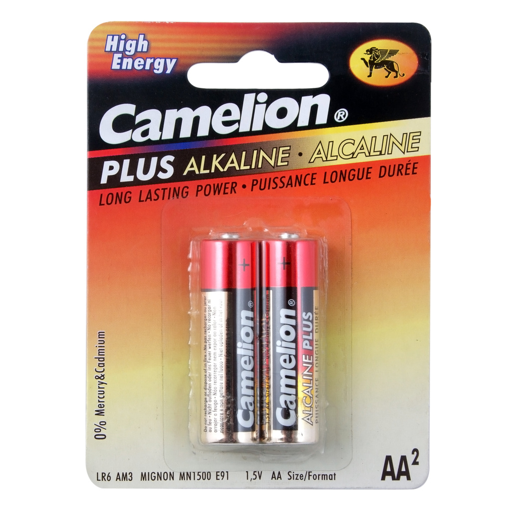 Батарейка AA LR6 1.5V блистер (2шт.) Alkaline Plus CAMELION C-LR6P(2)бл батарейка aa hr6 1 2v аккумулятор ni mh 2300mah блистер 2шт camelion c 230aakcбл
