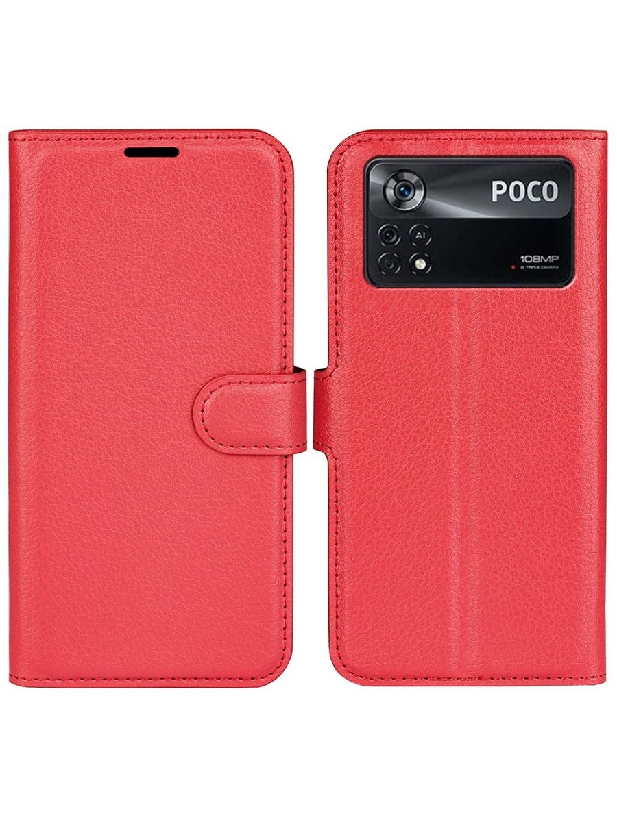 

Brodef Wallet Чехол книжка кошелек для Poco X4 Pro 5G красный