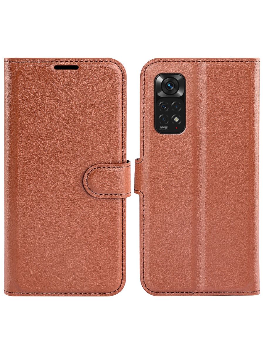 

Brodef Wallet Чехол книжка кошелек для Xiaomi Redmi Note 11/11S коричневый