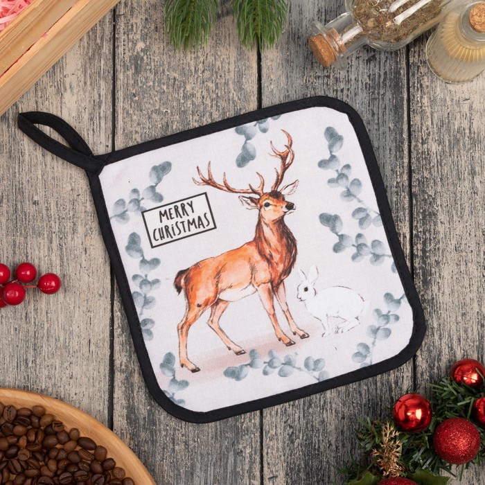 

Прихватка «Merry Christmas» 19х19 см, саржа, 100% х/л, ватин 250 г/м2, Белый