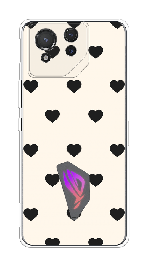 

Чехол на Asus ROG Phone 8 "Черные сердечки на белом", Черный;белый, 45150-1