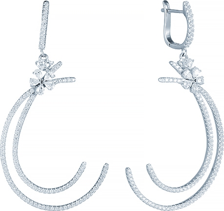 

Серьги женские из серебра Джей Ви E25306-R, фианит, E25306-R
