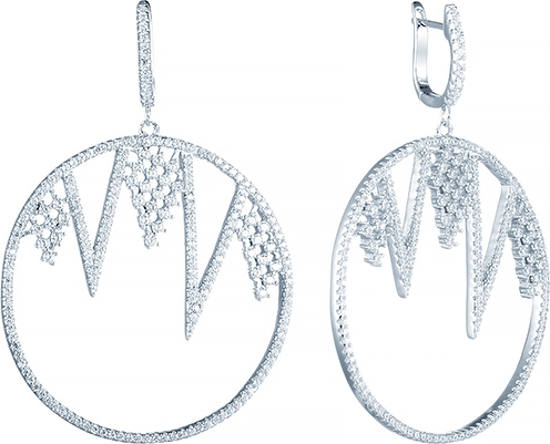 

Серьги женские из серебра Джей Ви E26891-W, фианит, E26891-W